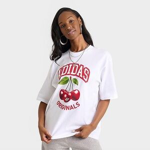 Adidas White Red Graphic Boxy T-Shirt